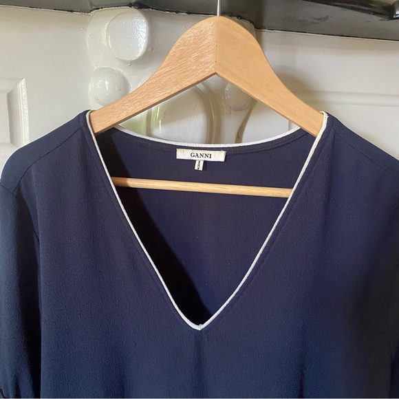 Ganni Clark Dress Total Eclipse Bell Sleeve - Picture 13 of 13